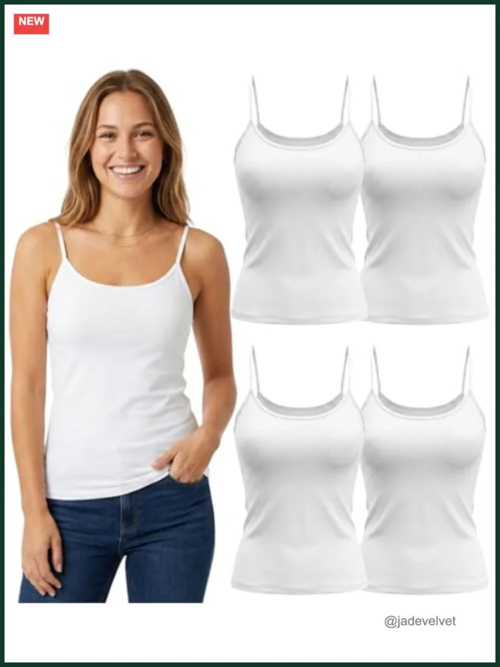 4-Pack Women's Camisole Tank Tops Adjustable Spaghetti Straps